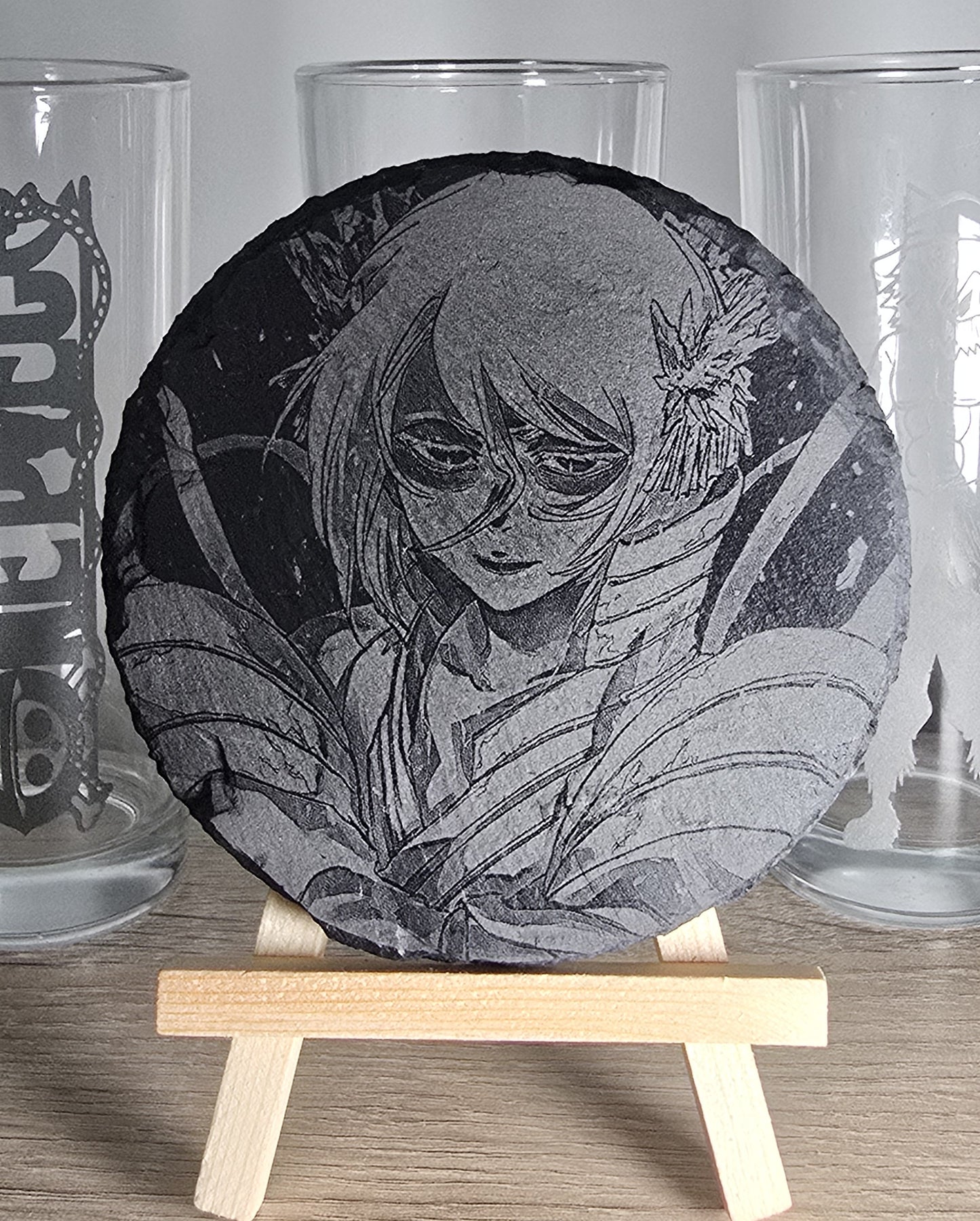 Pack Sur-Mesure – Dessous de Verre Manga en Ardoise " ROND "