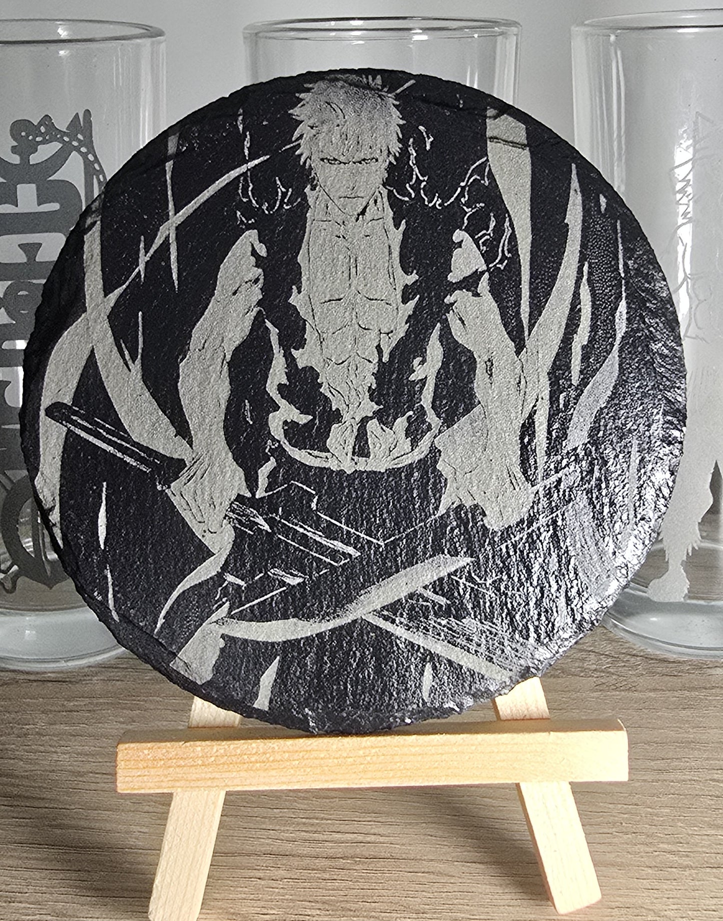 Pack Sur-Mesure – Dessous de Verre Manga en Ardoise " ROND "