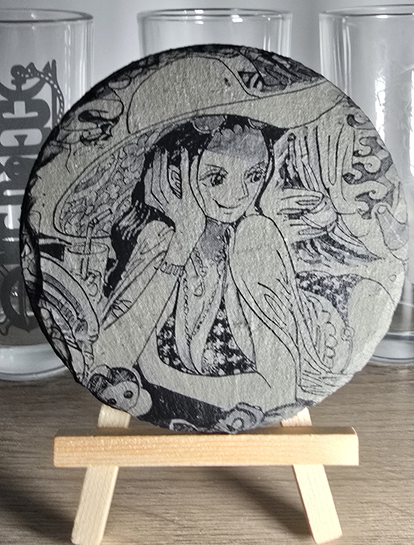 Pack Sur-Mesure – Dessous de Verre Manga en Ardoise " ROND "
