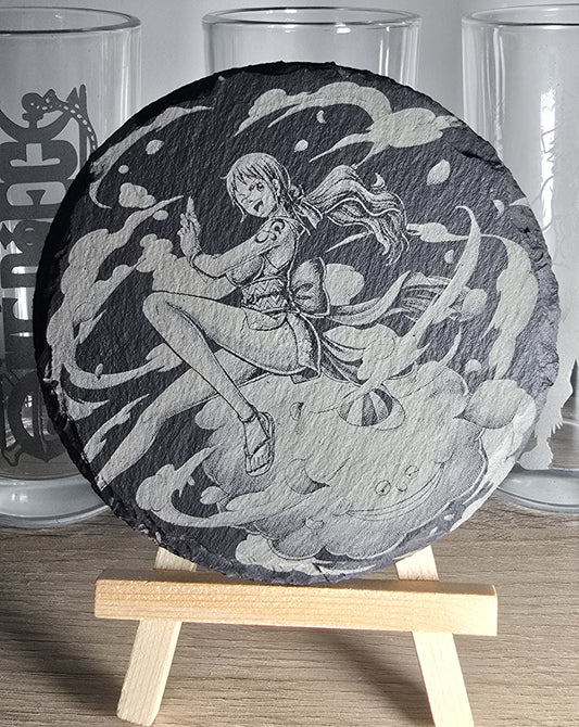 Pack Sur-Mesure – Dessous de Verre Manga en Ardoise " ROND "