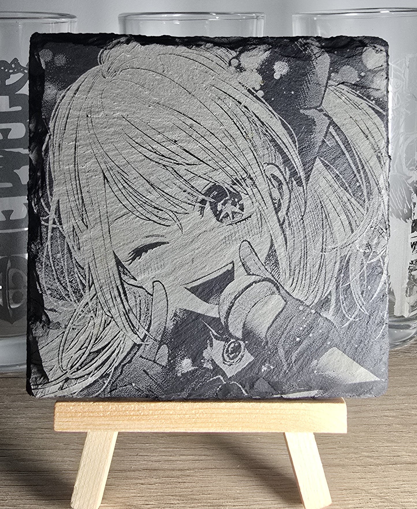 Pack Sur-Mesure – Dessous de Verre Manga en Ardoise " Carré"