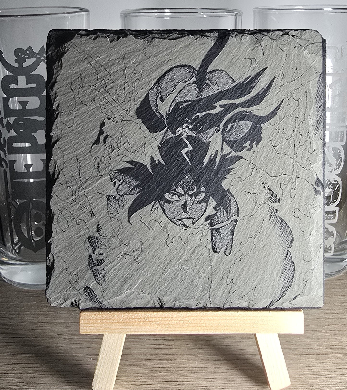 Pack Sur-Mesure – Dessous de Verre Manga en Ardoise " Carré"