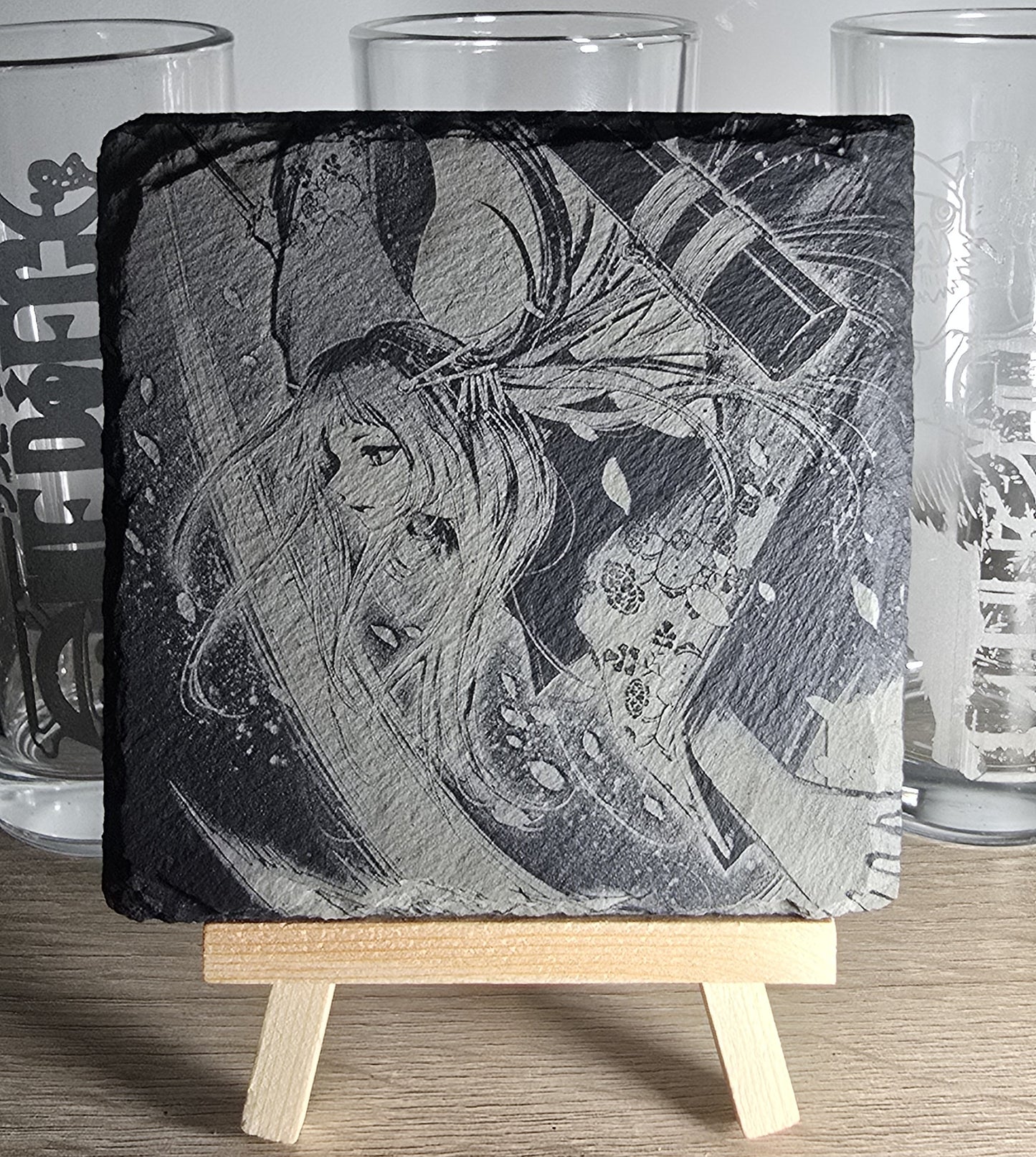 Pack Sur-Mesure – Dessous de Verre Manga en Ardoise " Carré"