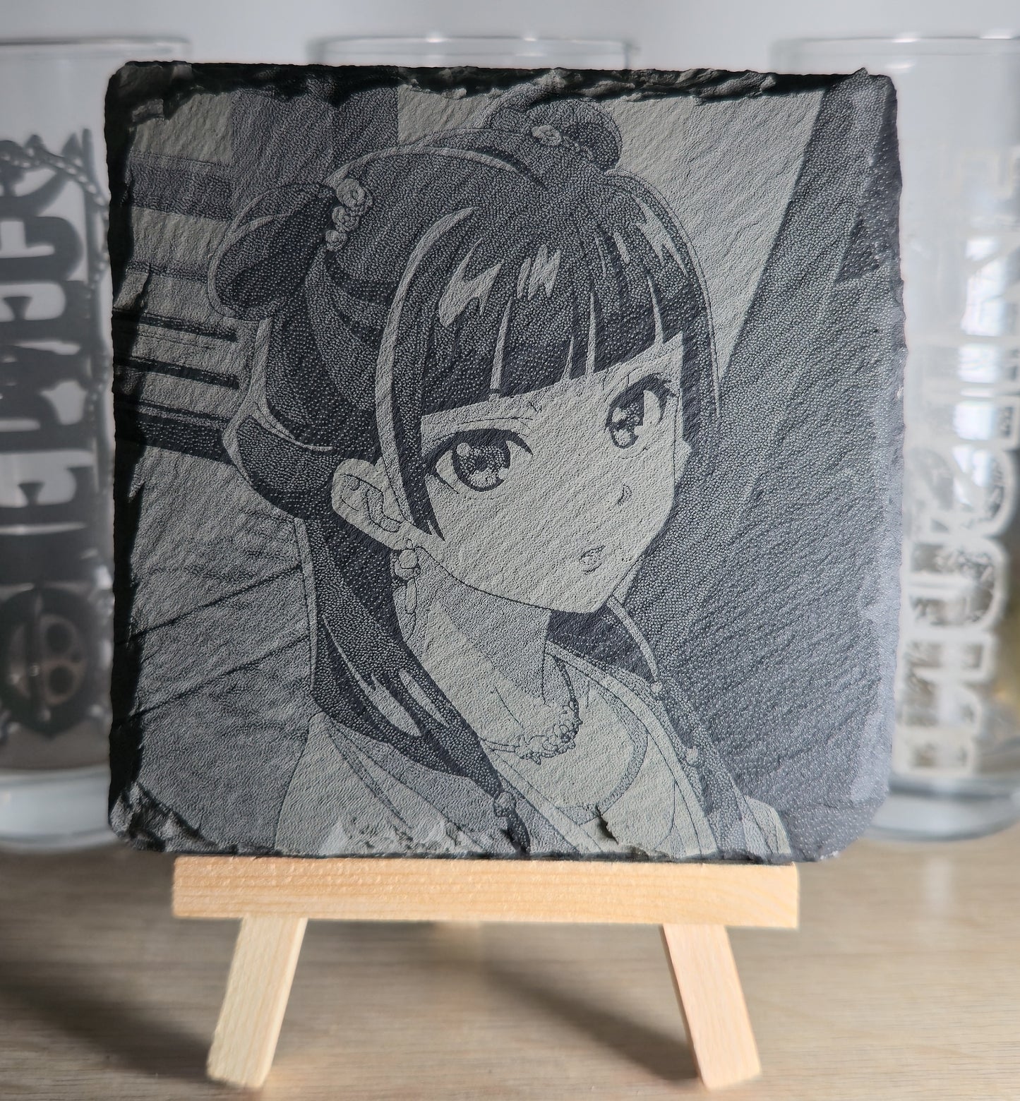 Pack Sur-Mesure – Dessous de Verre Manga en Ardoise " Carré"