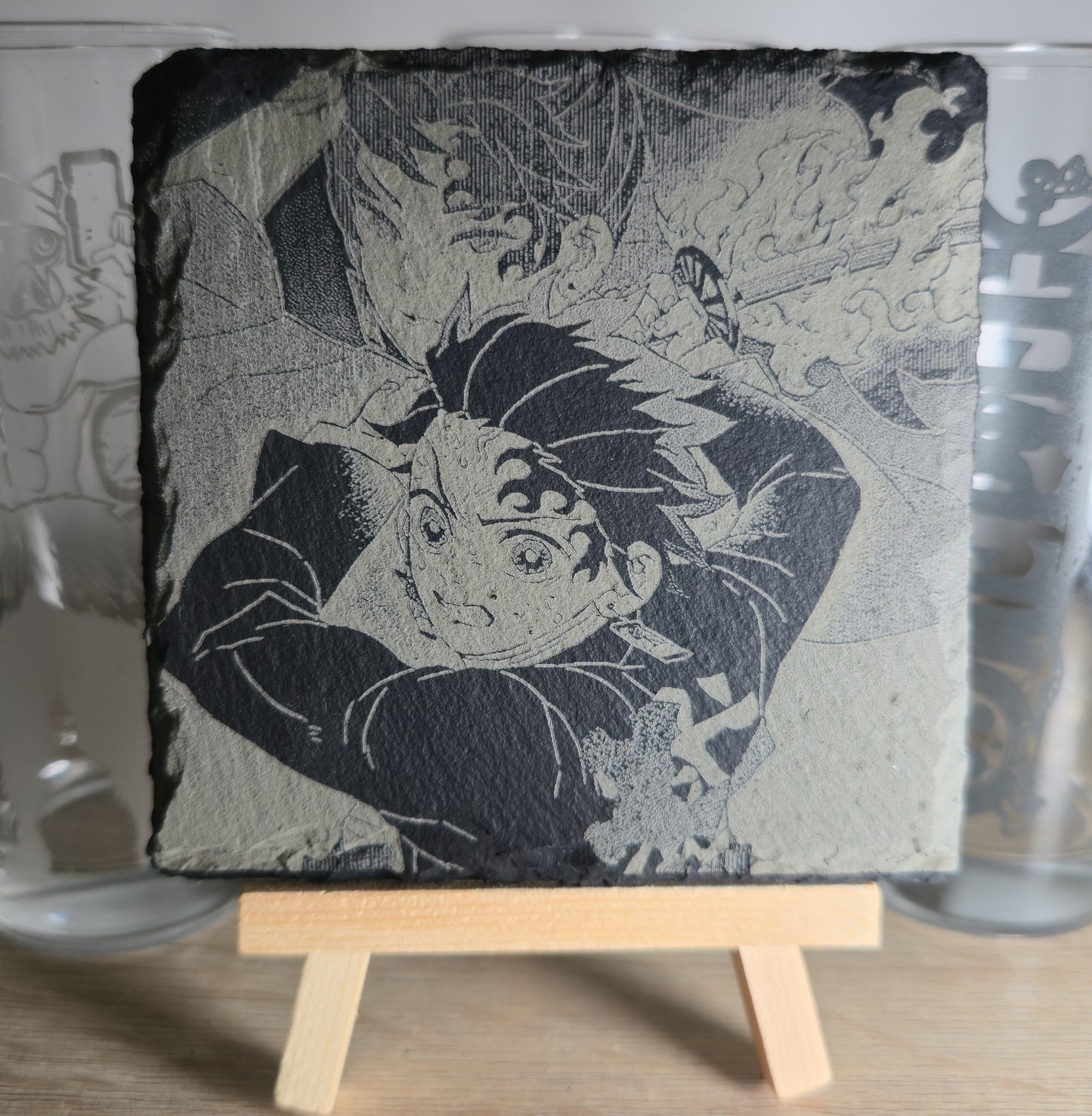 Pack Sur-Mesure – Dessous de Verre Manga en Ardoise " Carré"