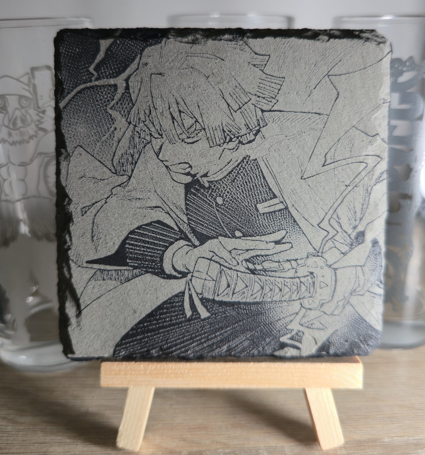 Pack Sur-Mesure – Dessous de Verre Manga en Ardoise " Carré"