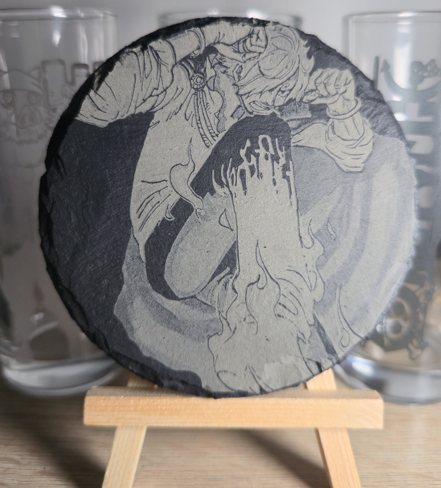 Pack Sur-Mesure – Dessous de Verre Manga en Ardoise " ROND "