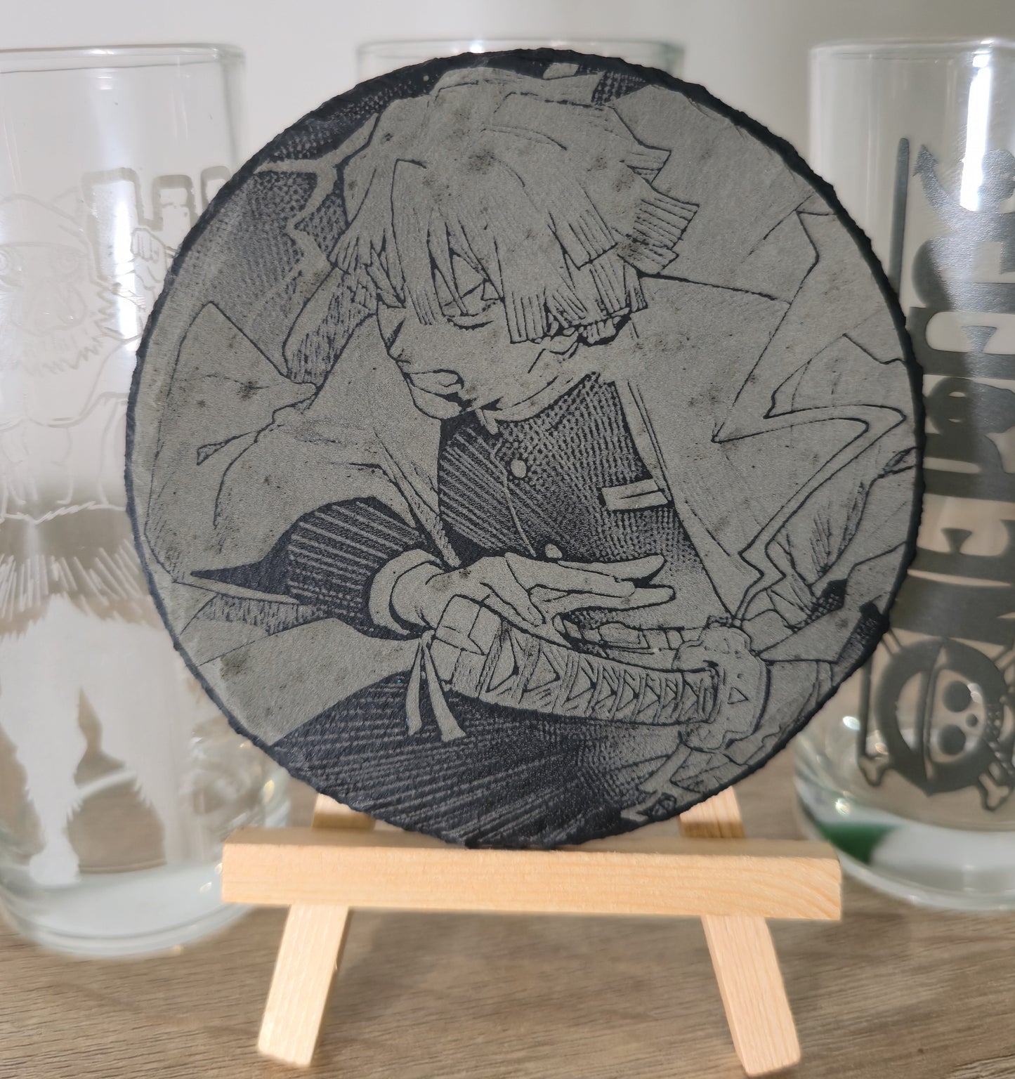 Pack Sur-Mesure – Dessous de Verre Manga en Ardoise " ROND "