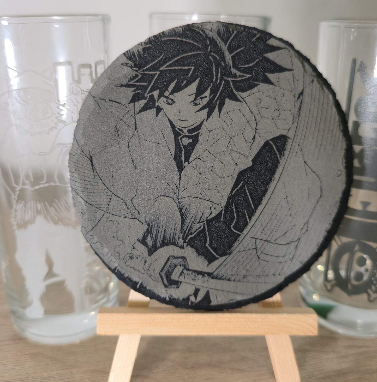 Pack Sur-Mesure – Dessous de Verre Manga en Ardoise " ROND "