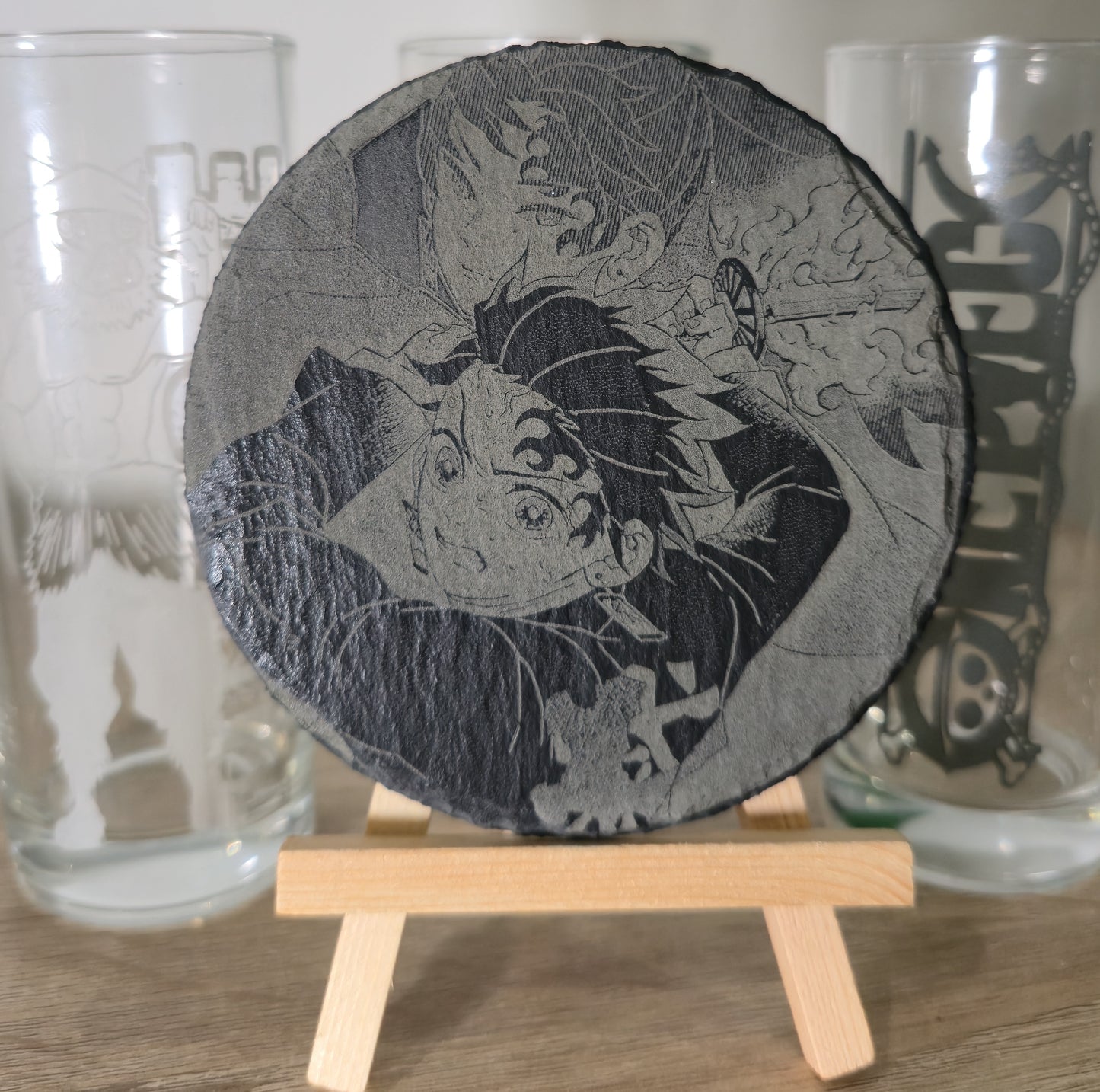 Pack Sur-Mesure – Dessous de Verre Manga en Ardoise " ROND "