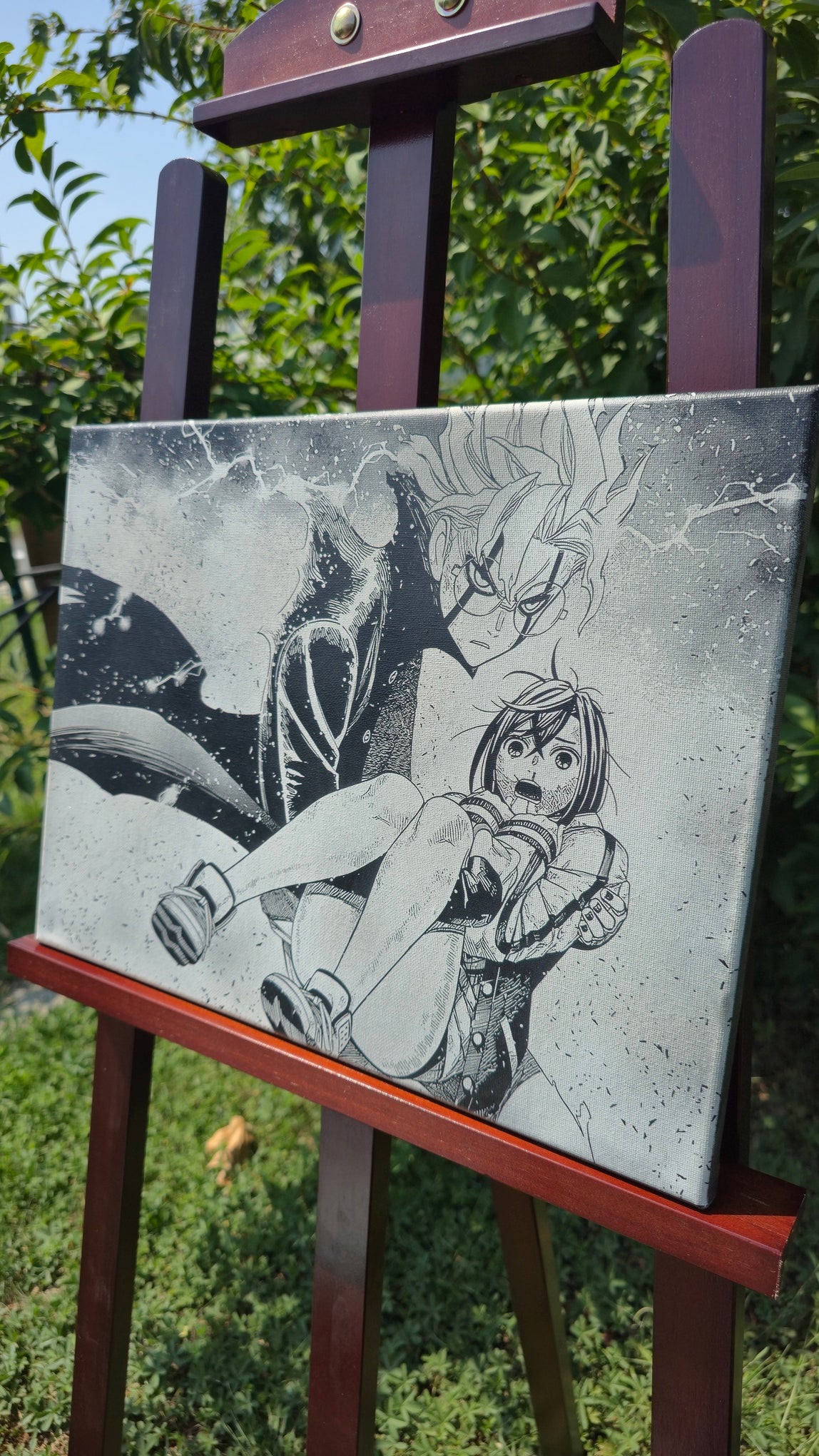 Cadeau geek otaku tableau manga Okarun gravé