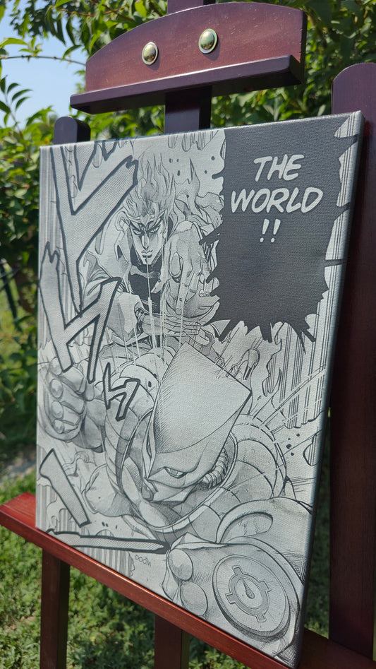 Décoration murale sur toile Dio Brando – Art manga en noir et blanc