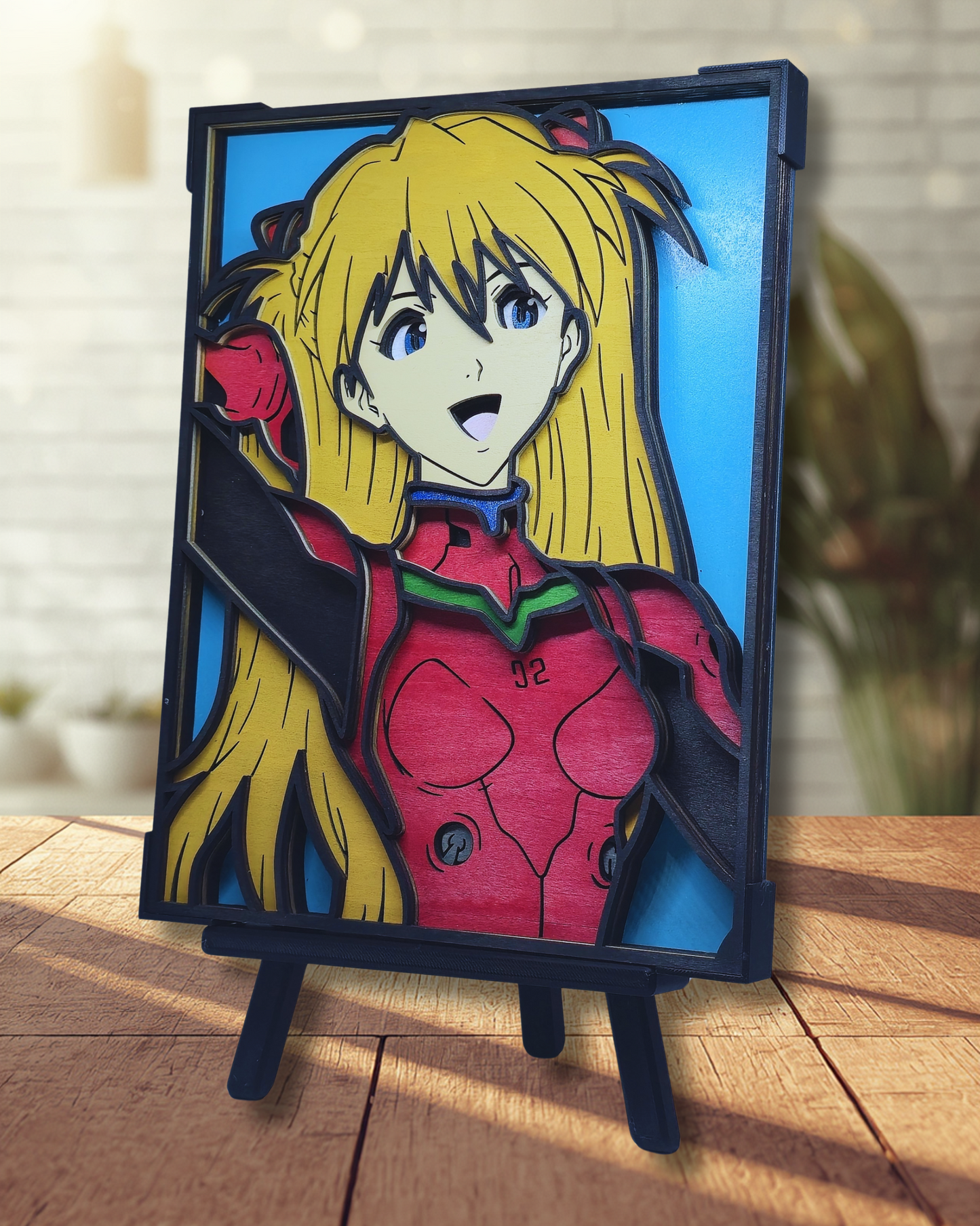 Tableau Asuka (Evangelion) – Bois 3D Multicouche