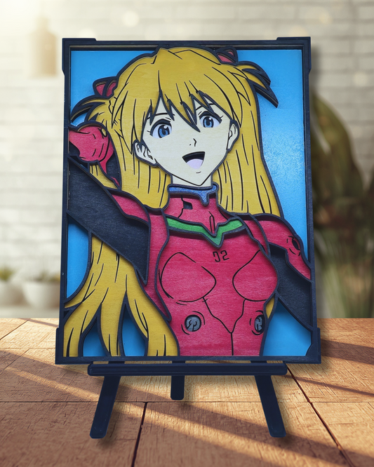 Tableau Asuka (Evangelion) – Bois 3D Multicouche