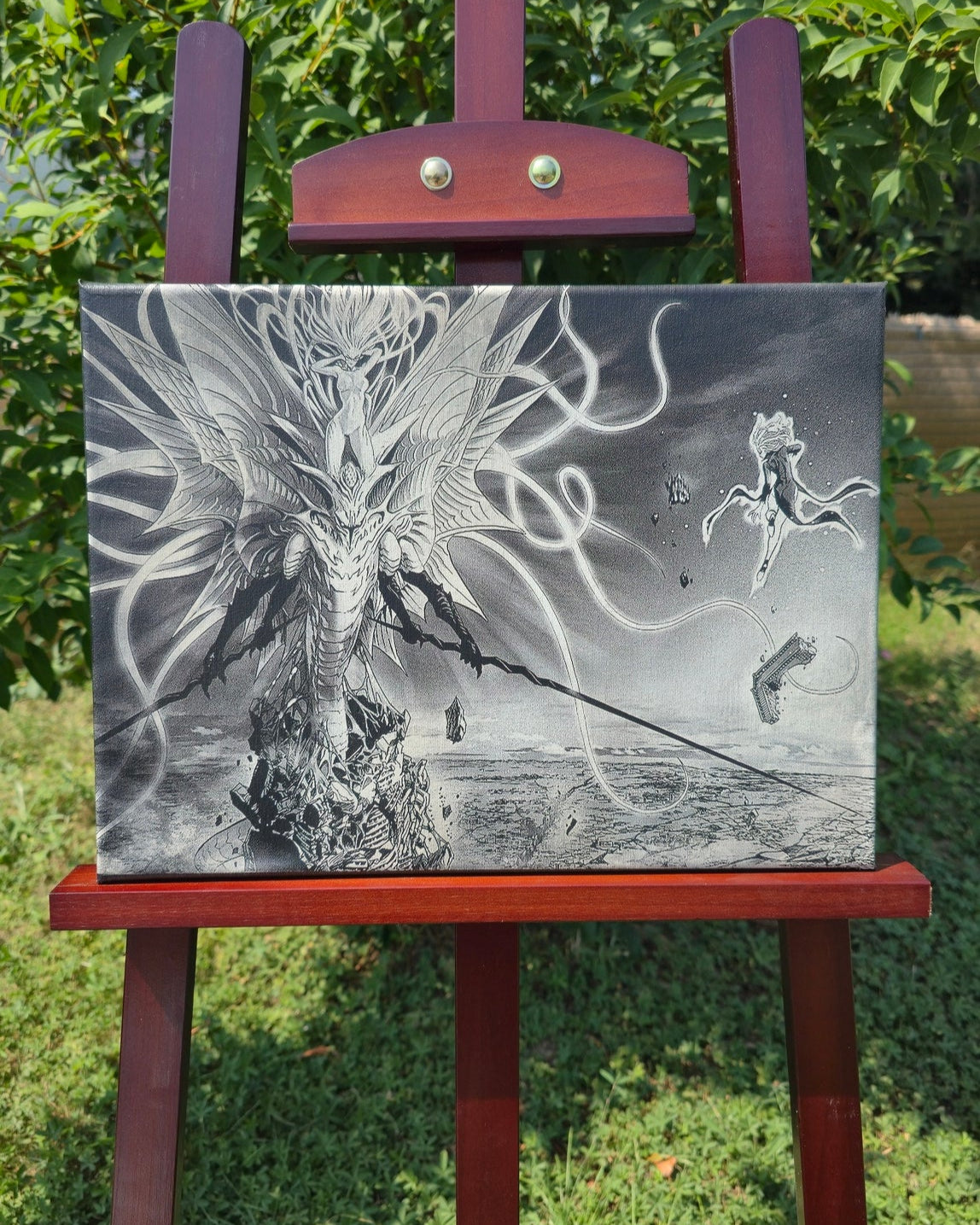 Tableau manga One Punch Man Tatsumaki vs Psykos gravure laser