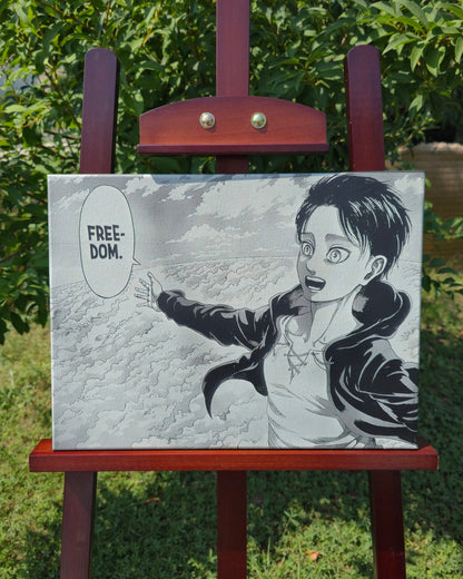 Tableau manga L'Attaque des Titans Eren Jäger gravure laser