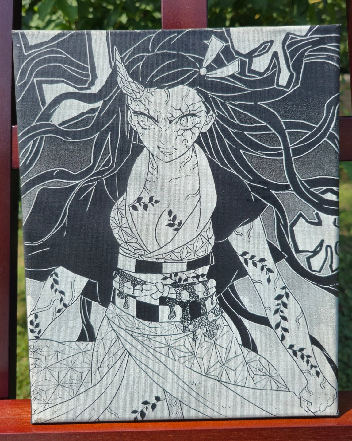 Tableau manga Demon Slayer Nezuko Kamado gravure laser sur toile
