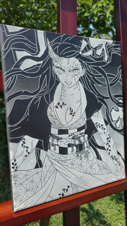 Cadeau geek personnalisé Nezuko Demon Slayer tableau gravé au laser
