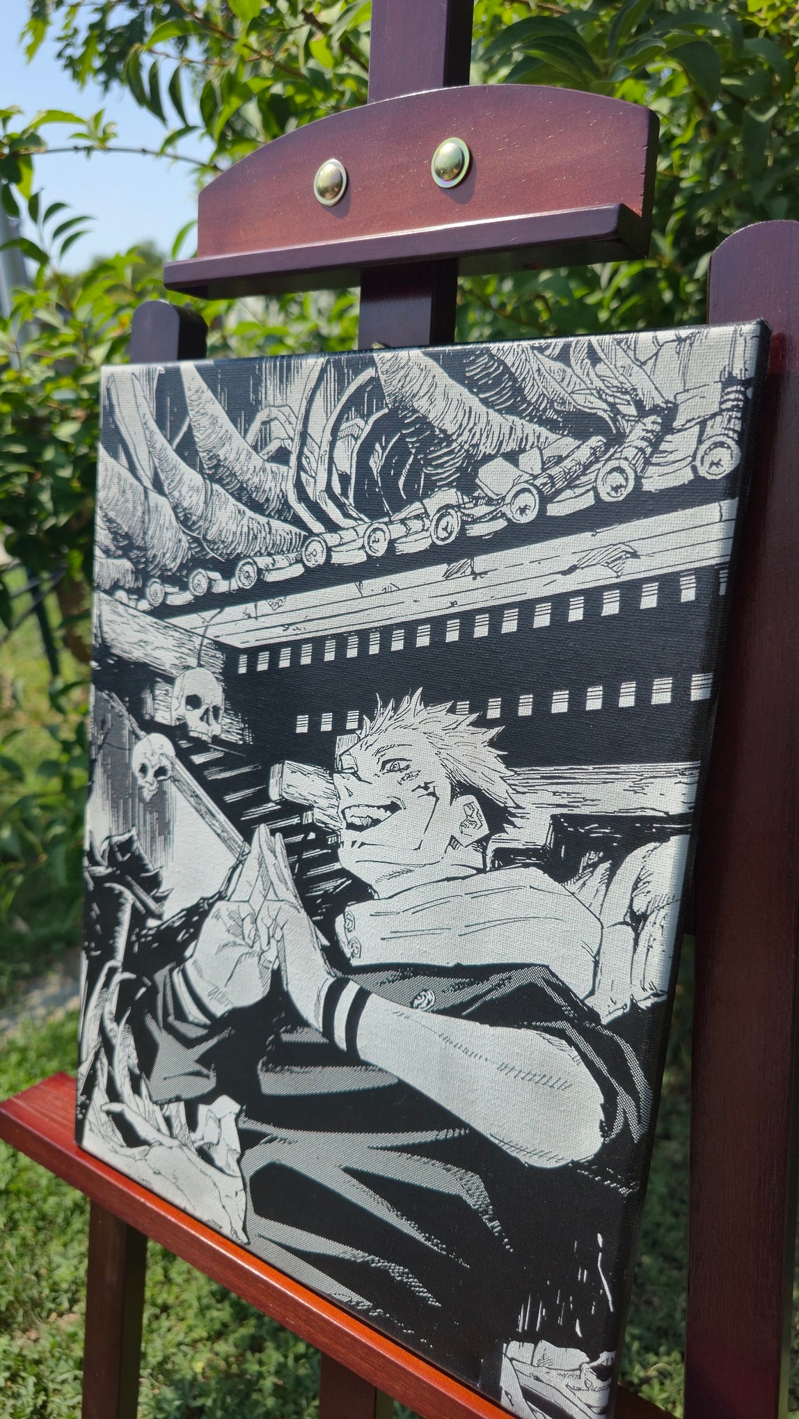 Cadeau fan Jujutsu Kaisen tableau Sukuna gravé