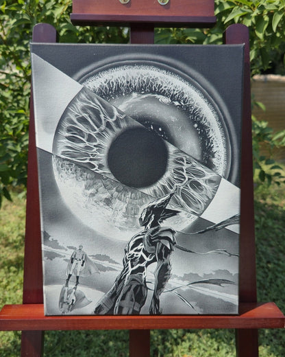 Tableau manga One Punch Man Saitama vs Garou gravure laser