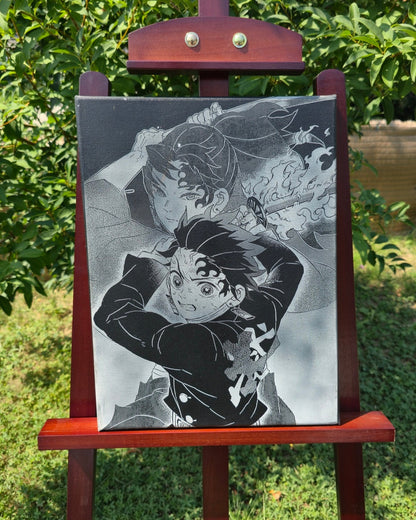 Tableau manga Demon Slayer Tanjiro Kamado gravure laser