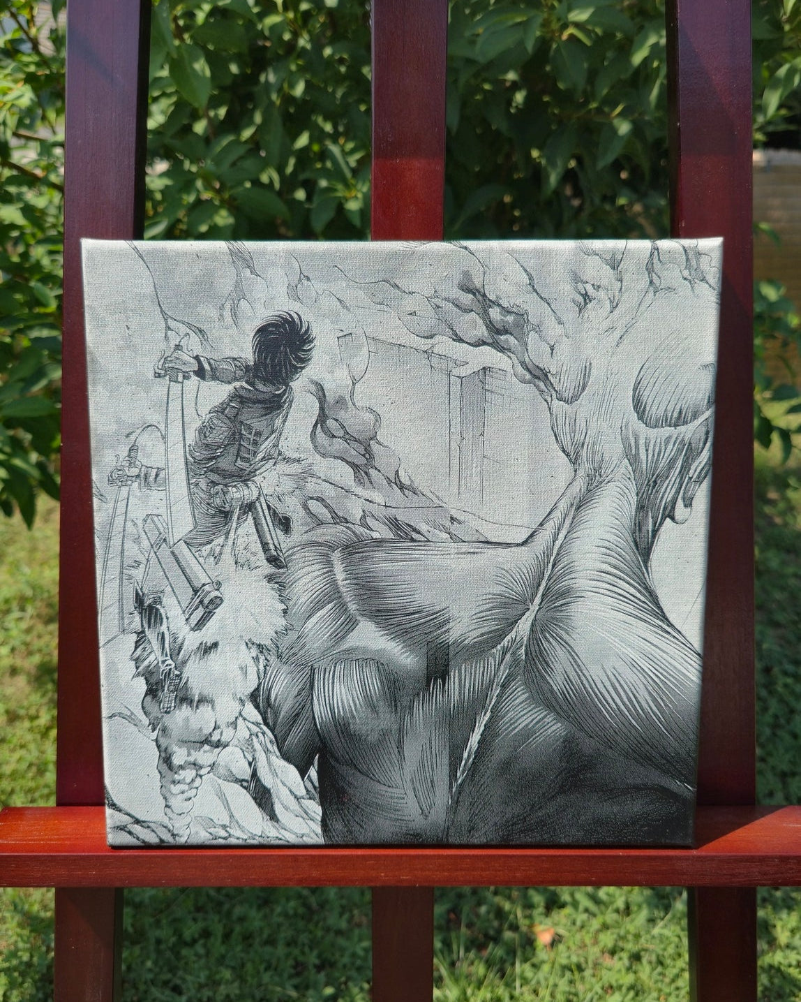 Tableau manga L'Attaque des Titans Eren Jäger gravure laser