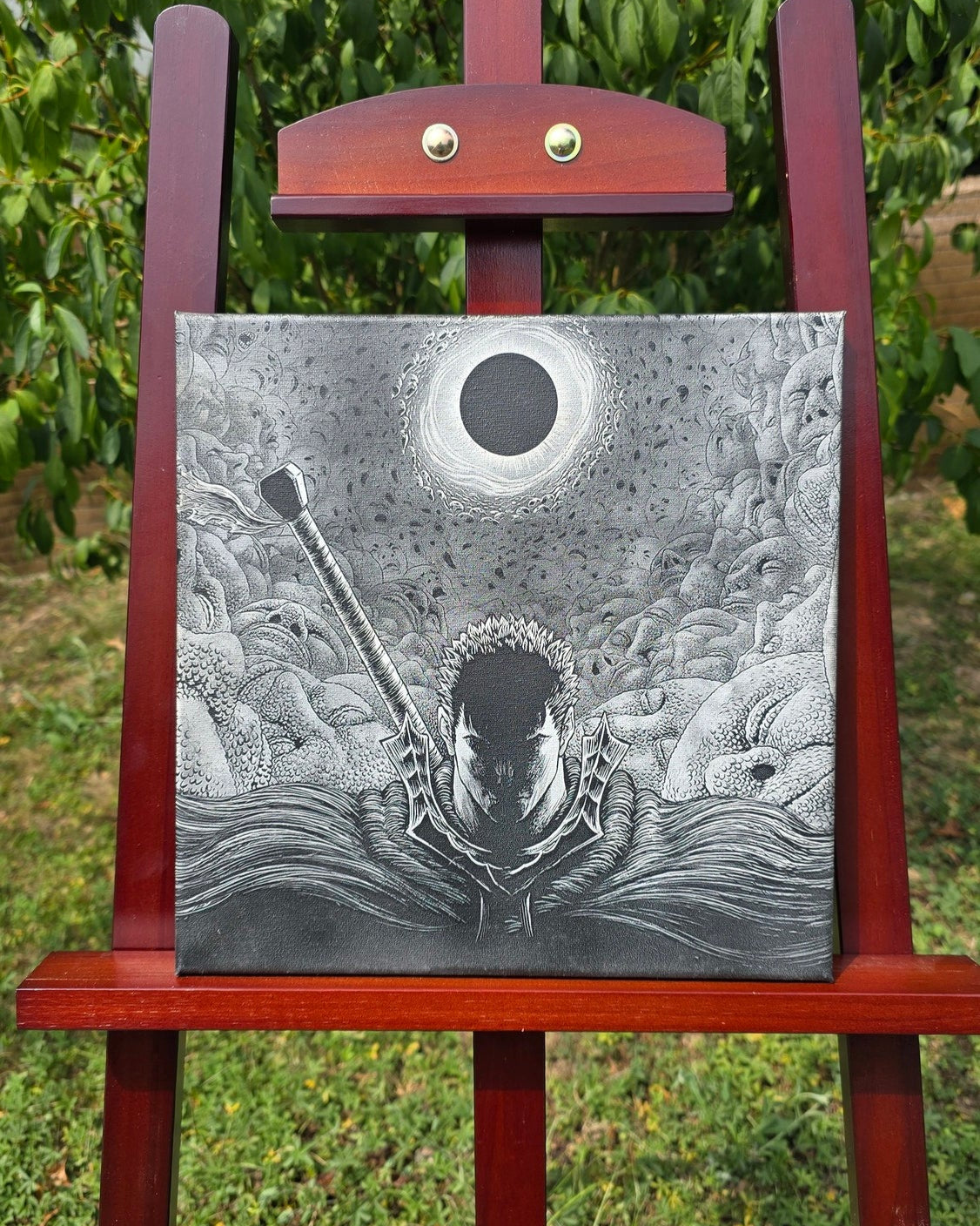 Tableau manga Berserk gravé au laser – Guts sous l’éclipse