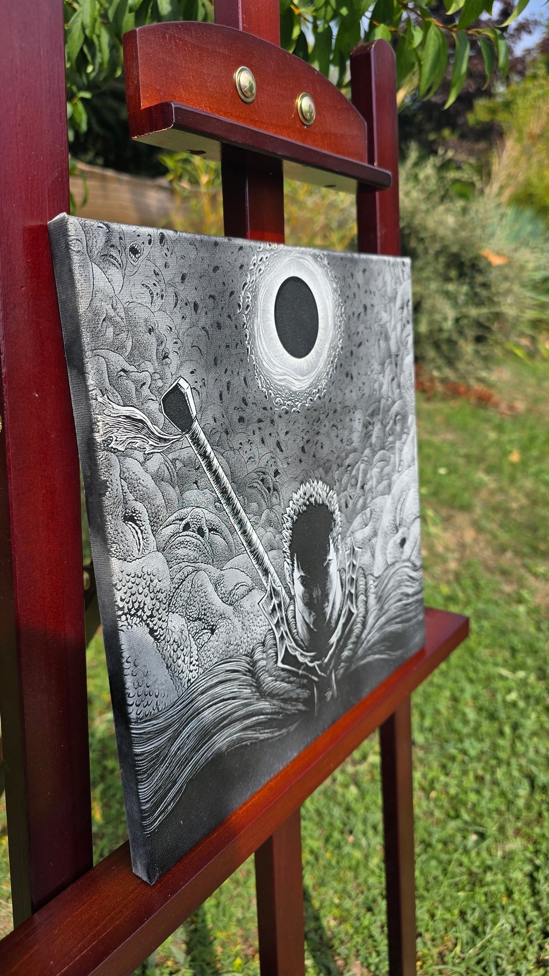 Décoration murale anime Berserk – gravure laser de Guts sombre et épique