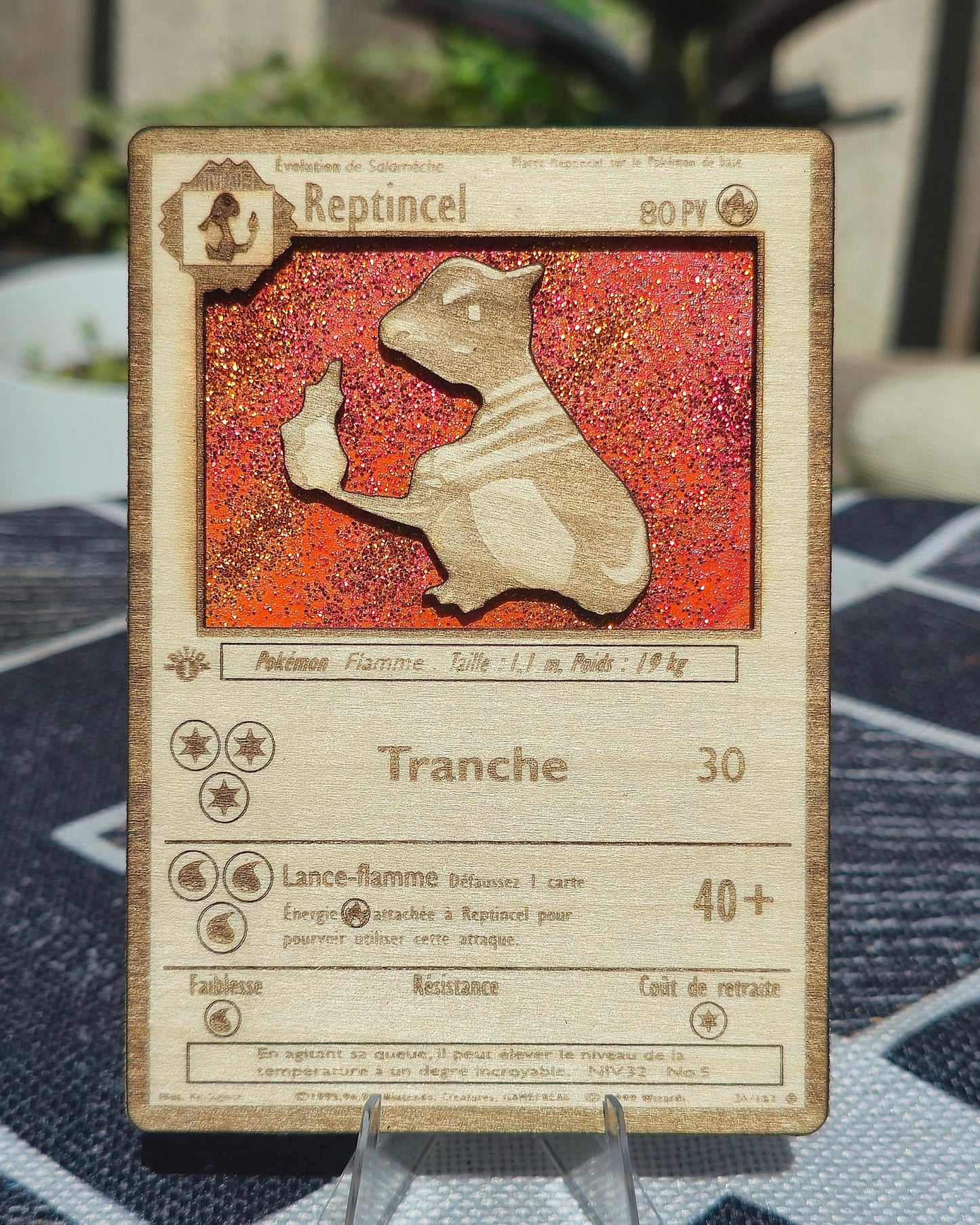Carte Pokémon Reptincel –  Gravée sur Bois