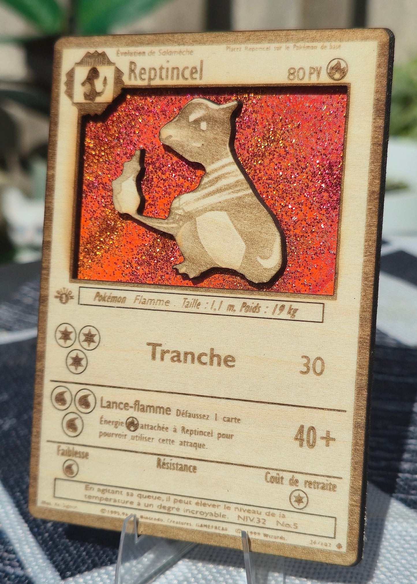 Carte Pokémon Reptincel –  Gravée sur Bois