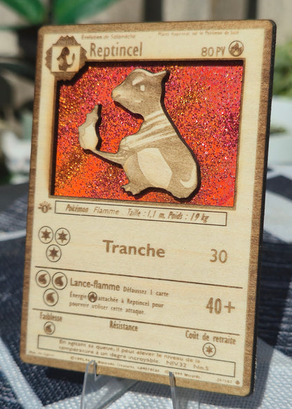Carte Pokémon Reptincel –  Gravée sur Bois