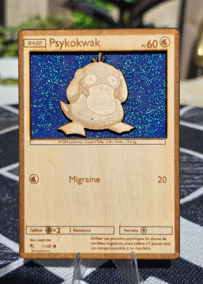 Carte Pokémon Psykokwak –  Gravée sur Bois