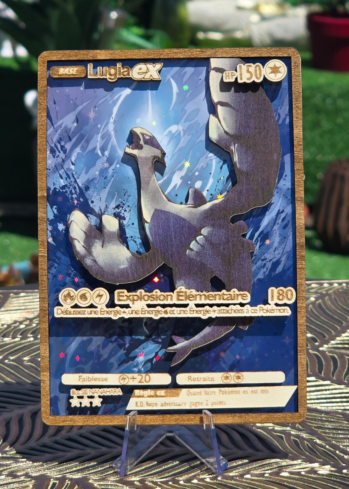 Lugia ex Full Art — Carte en Bois Premium Holographique