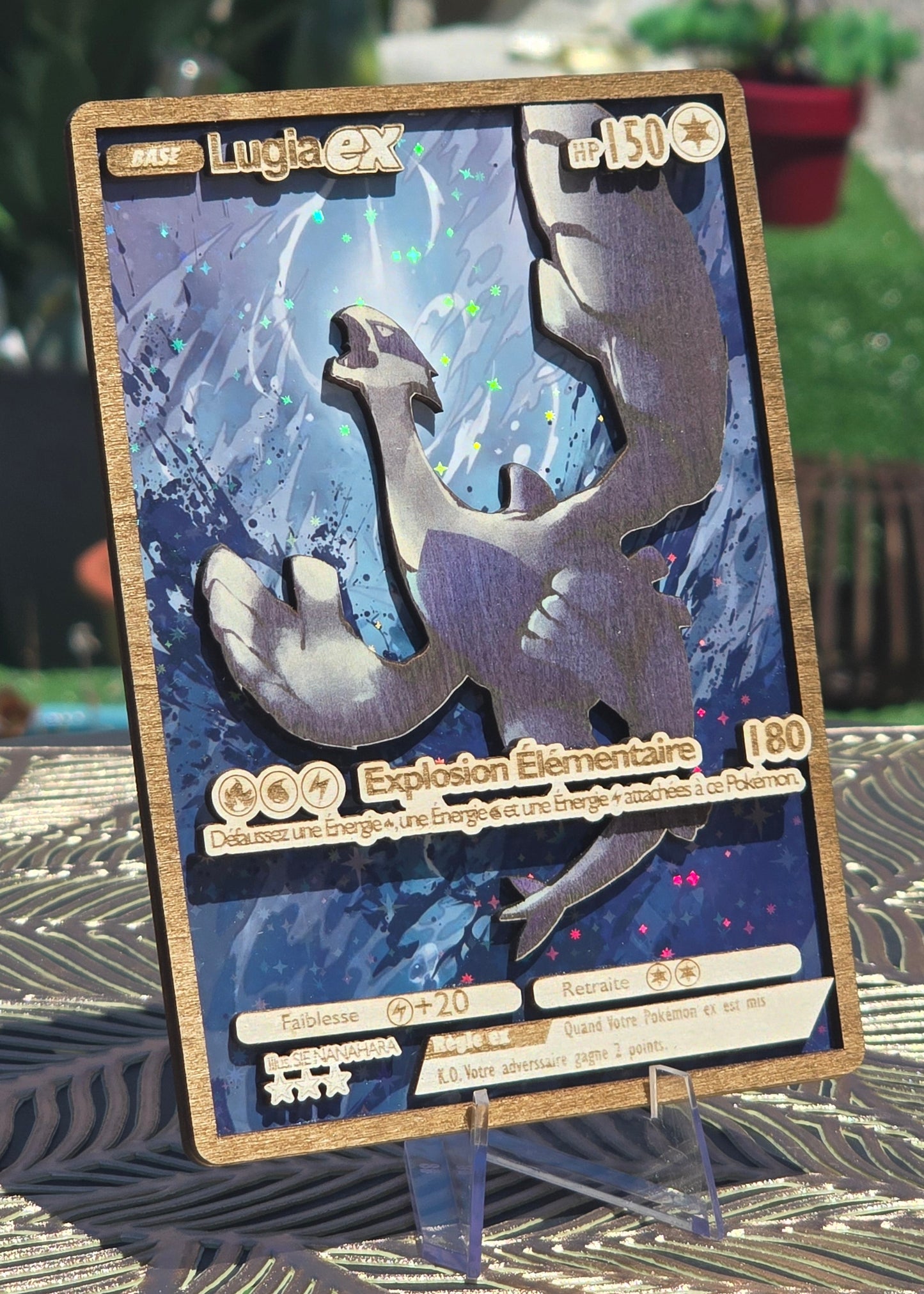 Lugia ex Full Art — Carte en Bois Premium Holographique