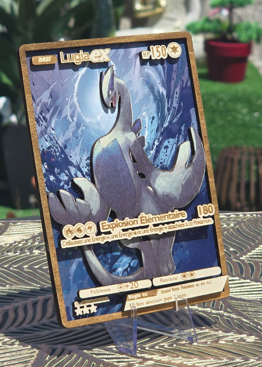 Lugia ex Full Art — Carte en Bois Premium Holographique