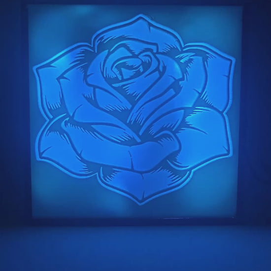 Cadre lithophanie Rose lumineuse LED RGB connectée – Décoration impression 3D fan Ado