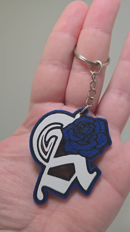 Porte-clés Ado “A” & Rose Bleue