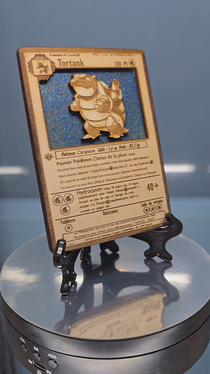 Carte Pokémon  Tortank Artisanale – Gravée sur Bois