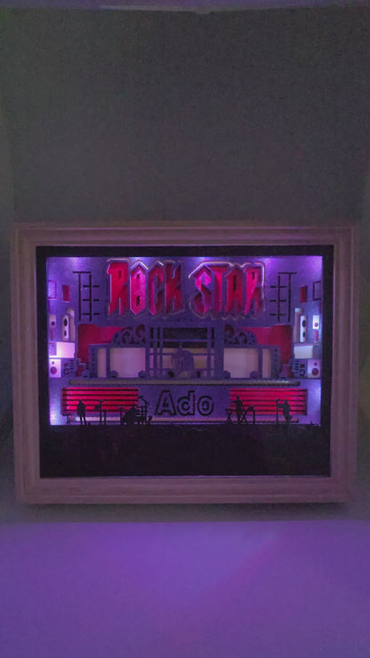Cadre lumineux Ado « ROCKSTAR » - Grand 27,5×22,5 cm