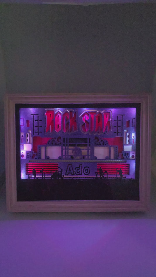 Cadre lumineux Ado « ROCKSTAR » - Grand 27,5×22,5 cm