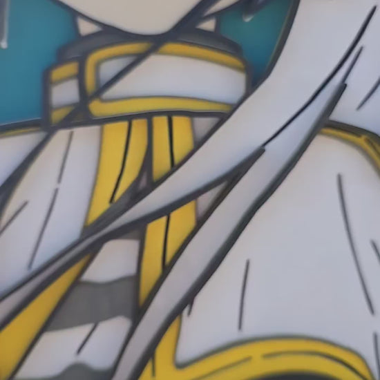 Vidéo tableau bois multicouche peint Frieren – anime Sousou no Frieren. Gravure laser de précision et peinture manuelle en relief 3D, décoration artisanale et cadeau geek.