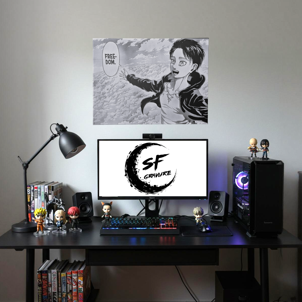 Cadeau geek personnalisé tableau Eren manga Attack on Titan